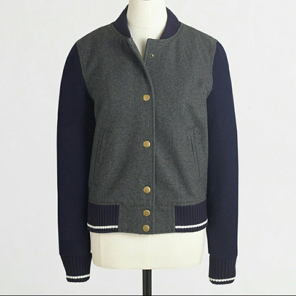J. Crew Wool Varsity Bomber Jacket - Picture 1 of 4